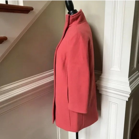 NWT JCREW Villa Cocoon Coat Womens P0 Coral Mid Length Stadium Cloth Wool Petite - Picture 9 of 11